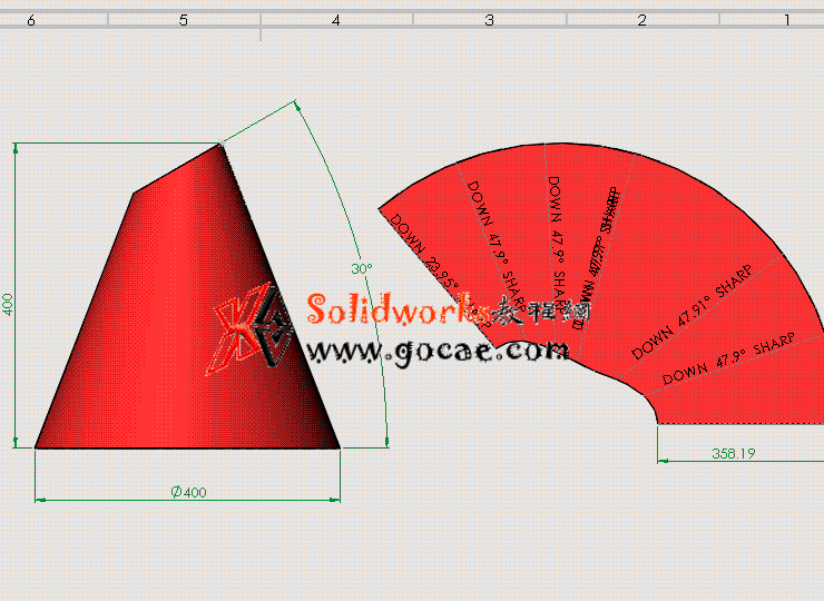 每日一练57斜截正圆锥管solidworks薄板放样钣金视频教程