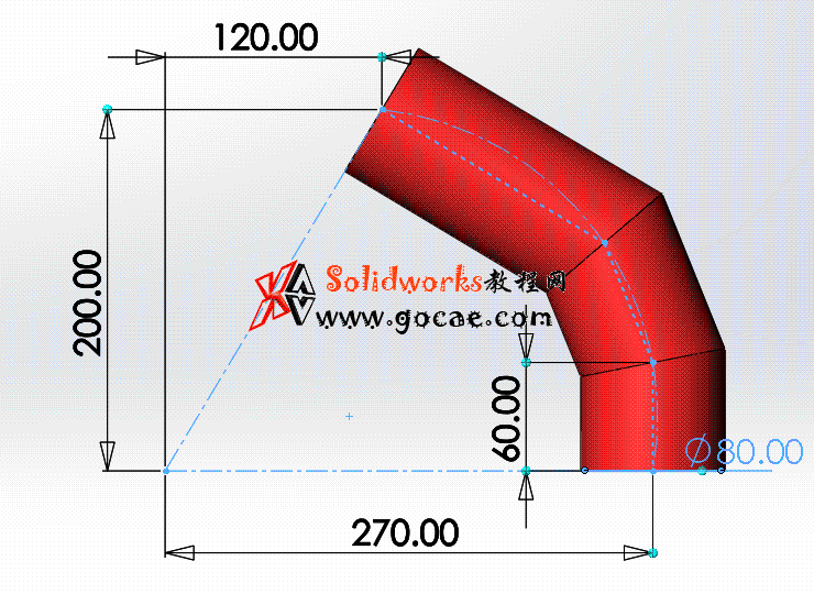 每日一练71三节等径圆柱弯头solidworks薄板放样钣金视频教程