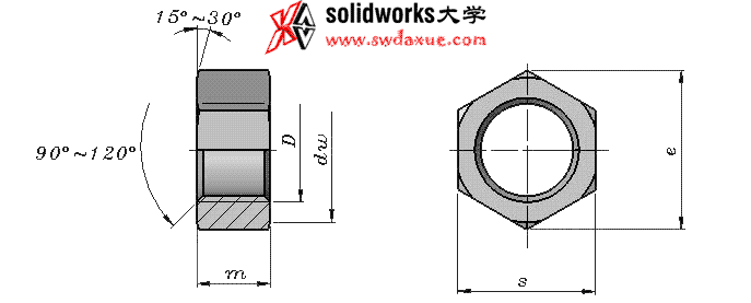 solidworks 标准件 #2 1型六角螺母A级和B级_GB／T6170 3D模型 标准查询