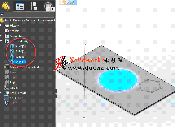 solidworks中如何分割零件生成多实体